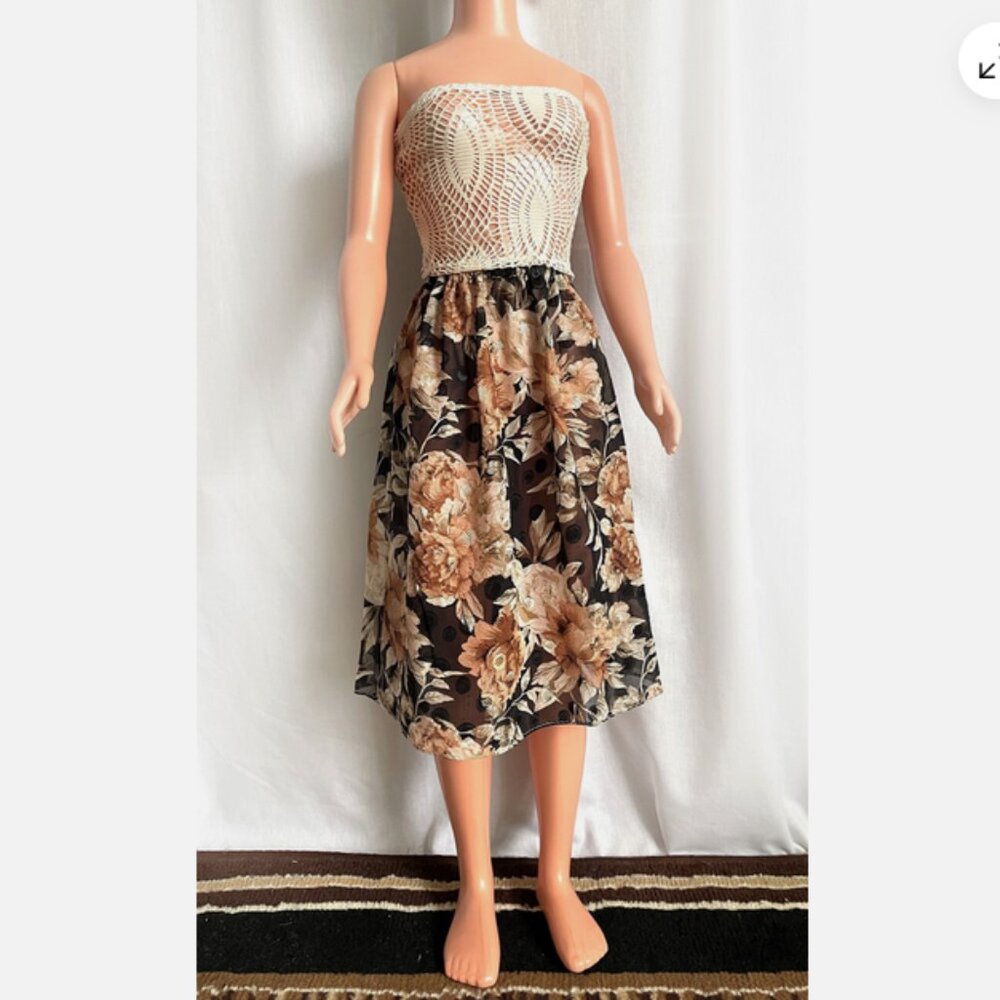 Cream color Lace Top & Floral Print Skirt for My Size Barbie Doll 36" New